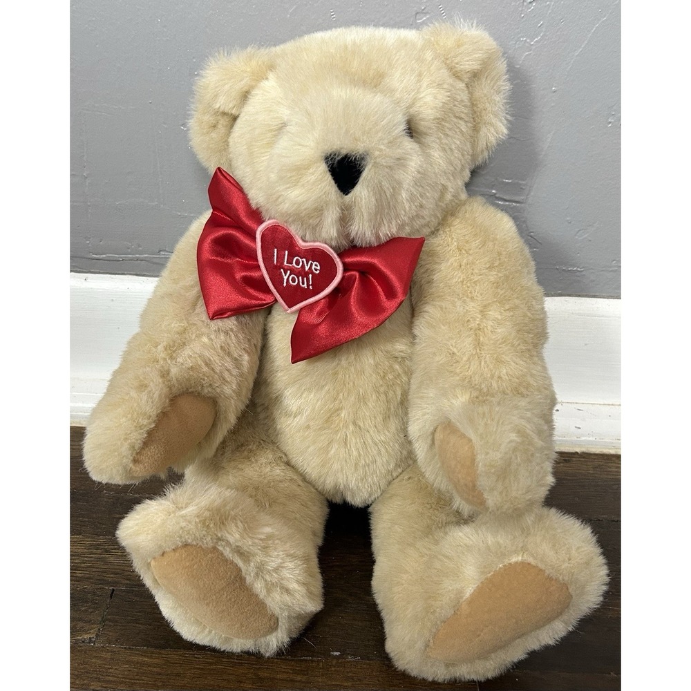 Vermont Teddy Bear Co. Tan Bear Movable Arms And Legs Valentines  Love Soft